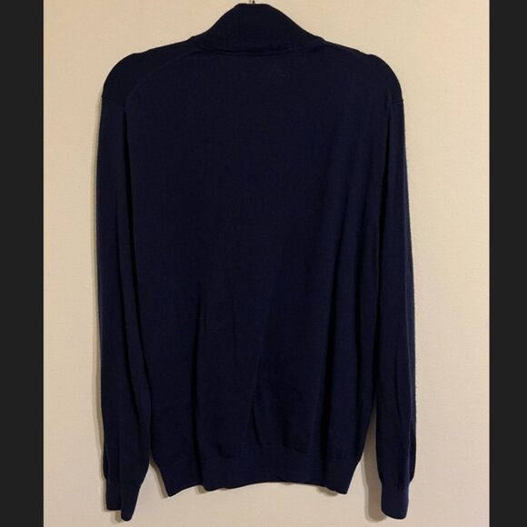 Goodthreads Blue Lightweight Merino Wool Quarter-Zip Sweater Men's Size L - Picture 2 of 5